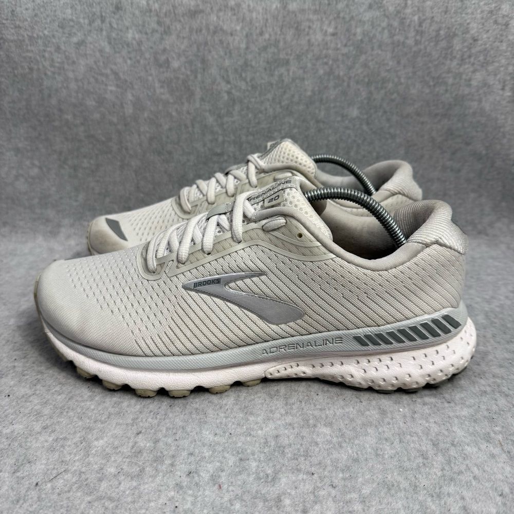 Brooks Adrenaline 20 Womens Shoes Size 9.5 White Silver Low Top Running Sneakers